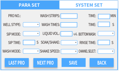 Microplate washer parameter settings 